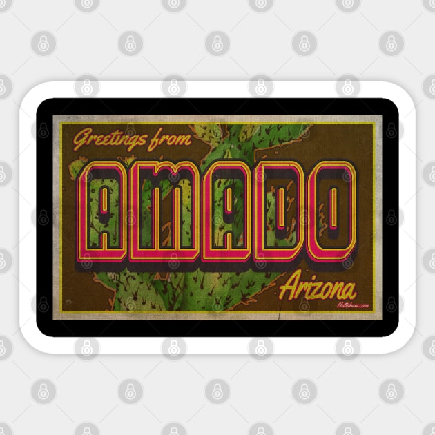 Greetings from Amado, Arizona Sticker by Nuttshaw Studios